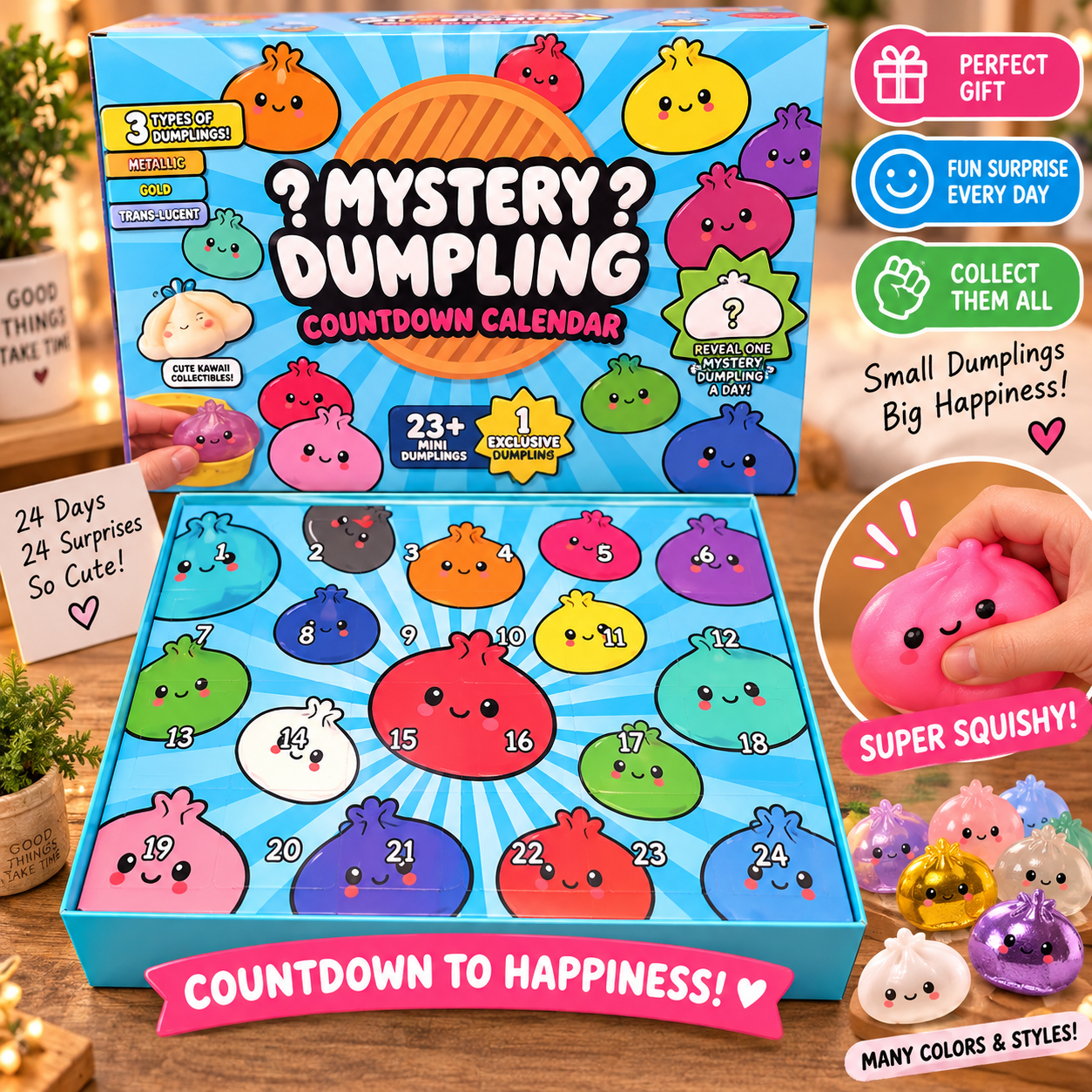 Dumpling Squishy Advent Calendar,24PCS
