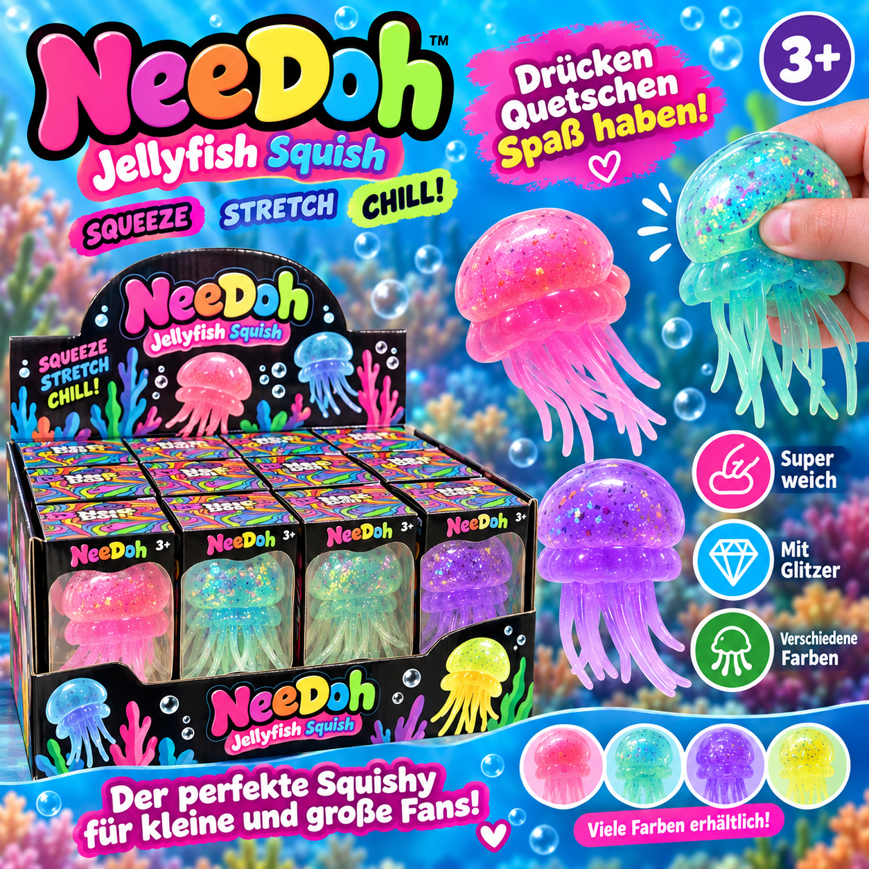 Nee Doh Cute Jelly Hops Octopus ab 3 Jahre